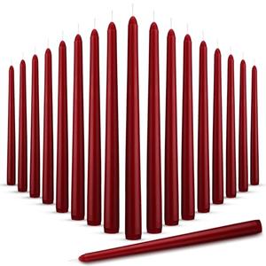 Nuanchu 62 Pcs Taper Candles 10 Inch (H) Dripless Tapered Smokeless Long Tall Unscented Dinner Candle for Easter Party Wedding Home Decor Candlesticks, Long Burning (Burgundy)