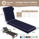 Chaise Lounge Cushions Outdoor 80x23x4 Inch, Patio Lounge Chair Cushions w/High Density Foam, 4 Inch Pool Lounger Cushion w/Removable Cover Handles, Fits Poolside Patio Outdoor Furniture, Navy Blue