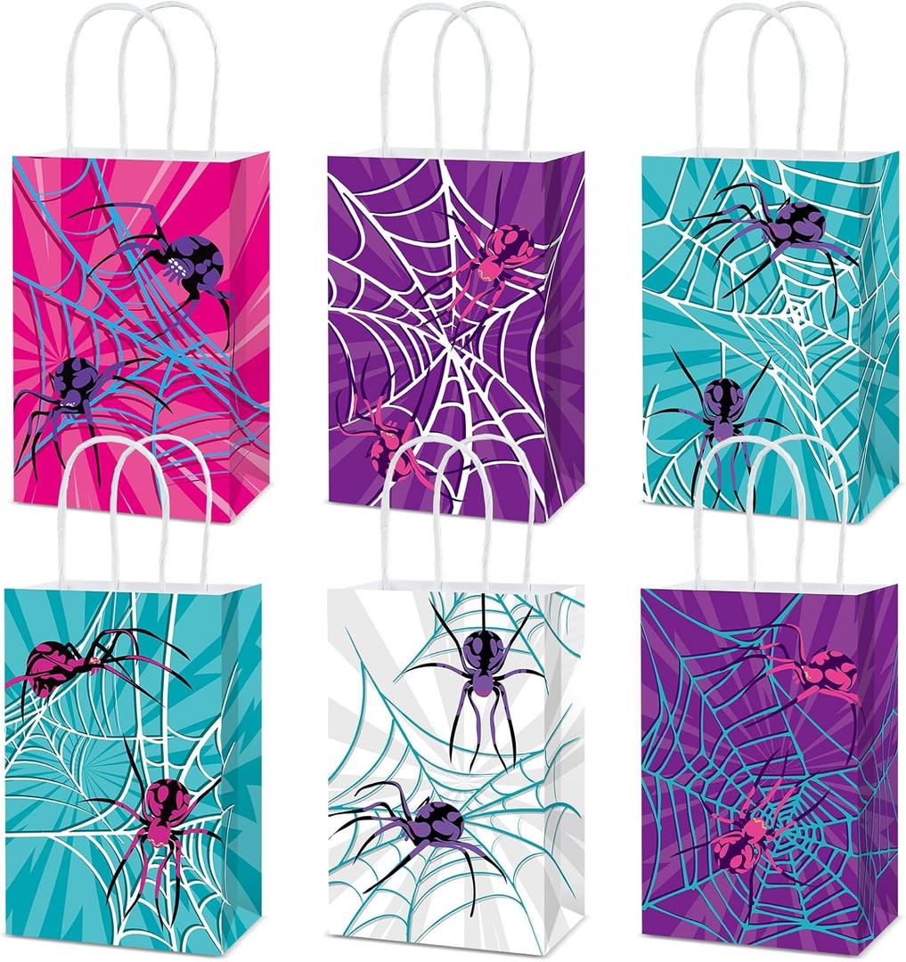 24Pcs Spider Party Favor Bags for Girls Spiderweb Themed Birthday Party Decorations Spiders Gift Bag with Handles Comic Heroes Goodie Bag for Spider Fans Kids Baby Shower Game Parties Favor