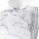 Motifeur Ceramic Tissue Holder, Decorative Square Tissue Cover Box (Marble Look)