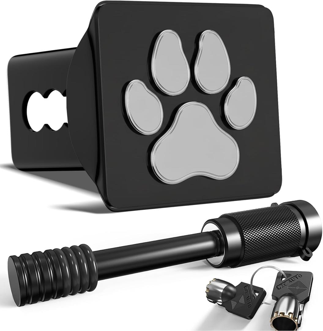 Dog Paw Print Hitch Cover for 2 Inch Receivers(with 5/8-Inch Pin Diameter Trailer Hitch Lock)