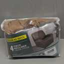 Recliner Chair Covers Leather Like, 4 Pieces Lazy Boy Recliner Cover, Furniture Protector - Washable Soft Sofa Slipcover for Pets Kids (Brown) (1 Seater)