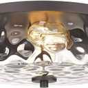 Odeums Indoor Flush Mount Lights, 2-Light Interior Hammered Glass Ceiling Fixture, Antique Bronze for Hallway, Dining Room, Kitchen (Oil-Rubbed Bronze)