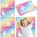 Shellwei Vinyl Nap Mat for Kids Preschool Daycare 52 x 20 x 1'' Kids Sleeping Folding Rest Mat for Toddler Boys Girls Baby Classroom Home Travel(Rainbow Unicorn)