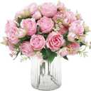 MARTINE MALL 2 Packs Peonies Artificial Flowers, Light Pink Artificial Peonies, Silk Peonies Flowers Fake Peonies Artificial Flowers Peonies Bouquet for Centerpiece Table Wedding Party Home Decor