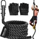 Climbing Rope 1.5 Inch Diameter 10/15 / 20/30 Feet Length Gym Climbing Rope for Workout Fitness & Strength Training, Gym Rope, Exercise Climbing Rope in Black for Adults Outdoor & Indoor