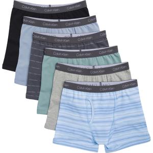 Calvin Klein boys Modern Cotton Boxer Brief Underwear 6 Pack (Small, Chalk Stripe)