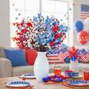 4th of July Babys Breath Artificial Flowers 16 Bundles Red White Blue Fake Silk Flowers Patriotic Memorial Flowers for Independence Day Home Decorations Memorial Day Flowers for Cemetery