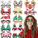 12Pcs Christmas Glasses Glitter Party Decorations Glasses Frames Cute Christmas Photo Props
