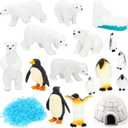ONEST 17 Pieces Mini Arctic Animals Figurines Set Polar Bear Figurines Plastic Arctic Animal Figurine Small Polar Bear Penguin Animal Figures Set for Birthday Gift