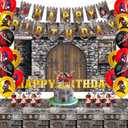 Medieval Birthday Party Supplies Tedieval Party Decorations Knights Birthday Decorations Include Medieval Banner Backdrop Tablecloth Ballons Cake Toppers Cup cake Toppers (set1)