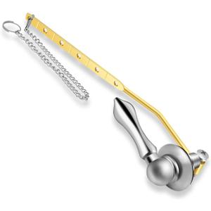 Boltigen Universal Front Angle Mount Toilet Handle, Chrome Finish Toilet Tank Flush Handle Lever, Toilet Trip Lever Handle Replacement Kit with 1pc Stainless Steel Flapper Chain