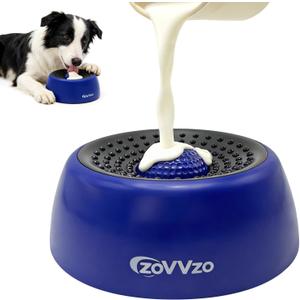 Slow Feeder Dog Bowls, Rolling Ball Dog Lick Bowl, Non-Slip Design, Interactive Dog Licking Toy & Dog Enrichment Toys, Dog Lick Ball Bowl for Wet Food, Yogurt, Bone Broth, Nutrient Solution (Blue)