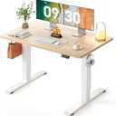 CubiCubi Electric Height Adjustable Standing Desk 48x24 Inch, Light Walnut