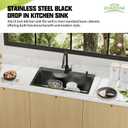 Black 30x18 In Drop In Kitchen Sink-Stainless Steel Topmount Modern Single Bowl Kitchen Sink Come With Silicon Mat,Drain Strainer Set Offer Large Basin And Compatibility With Various Kitchen&Bar Style, 30X18X9 Inches