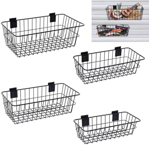 zjdbset 4Pcs Large Slatwall Baskets Ventilated Metal Slatwall Basket Mounted Storage Baskets Hanging Slatwall Accessories for Shops,Rooms,Garage Storage Display on Slatwall Panels