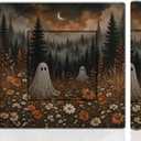 Ghost Floral Halloween American Mahjong Mat, 31.5"x31.5"