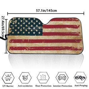 Car Windshield Sunshade American Flag Pattern with UV Block Car Front Window Heat Insulation Protection Foldable Sun Shade for Cars Trucks SUVs