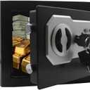 Yuanshikj Key Electronic Keypad Security Safe Lock Box Steel Digital Deposit for Home Office Hotel Business Cash Jewelry Storage (BLACK, 0.2 CF)