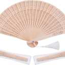 Sepwedd 50 Set Sandalwood Fan Wooden Hand Fan Baby Shower Party Favors with Organza Bags and Tassels Wooden Folding Fan