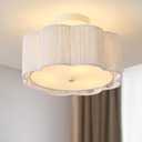 Rattan Ceiling Light Fixtures Flush Mount,3-Light Boho Light Fixtures Ceiling Mount for Bedroom,Close to Ceiling Light Modern Rattan Chandelier Lighting for Hallway Kitchen Dining Room(White)