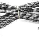 Rustic State 12 Feet Braided Zig Zag Fabric Power Extension Cord with Flexible Cable & 3 Prong Plug - Decorative Stylish Industrial Vintage DIY Projects - 18 Gauge Chevron - Black & White