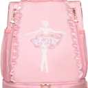 Ballet Dance Backpack with Separate Shoe Compartment,Cute Ballet Dance Backpack,Yoga Bag Dance Duffle Bag (Pink), 6"D x 10"W x 13"H