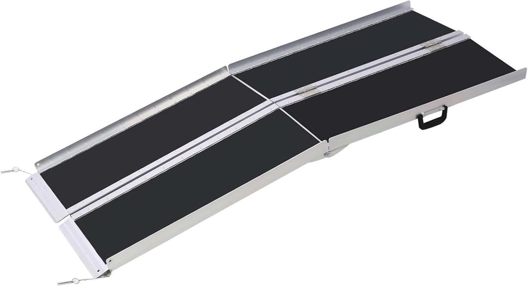 5FT Portable Wheelchair Ramp, Non-Skid Aluminum Handicap Ramps with Handle, 600 LBS Capacity Door Threshold Ramps for Home Steps, Stairs,car,Doorways, Curbs, Cart (5FT(Using Height 5-15"))