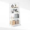 Furinno Ladder Display Shelf, 5-Tier Ladder Shelf, Ladder Bookshelf, Display Storage Shelves, 13 x 23.6 x 53.5, for Living Room, Home Office, White