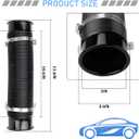 3" Car Turbine Intake Pipe, Adjustable Flexible Aluminum Vehicle Cold Air Intake Tube, Automotive Ducting Turbo Inlet Tube Pipe, Universal for SUV Automobile Truck (Black)