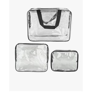 Clear bag, transparent bag, Stylish Heavy Duty Clear Backpack, Large Capacity Thicker PVC Fashionable Transparent Bag, for College Travel (Set of 3, Black)
