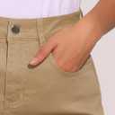 Allegra K Casual Denim Skirt for Women's High Waist Split Back Pockets Midi Jean Skirts (Khaki, L)