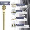 Amazing Drapery Hardware 7/16 Inch Brass Cafe Rods with Brass Ends, Set of 1 (Hardware Included) - Adjustable Length 28-48 Inches, Easy to Install Metal Rods for Doors, Windows, and Sidelights