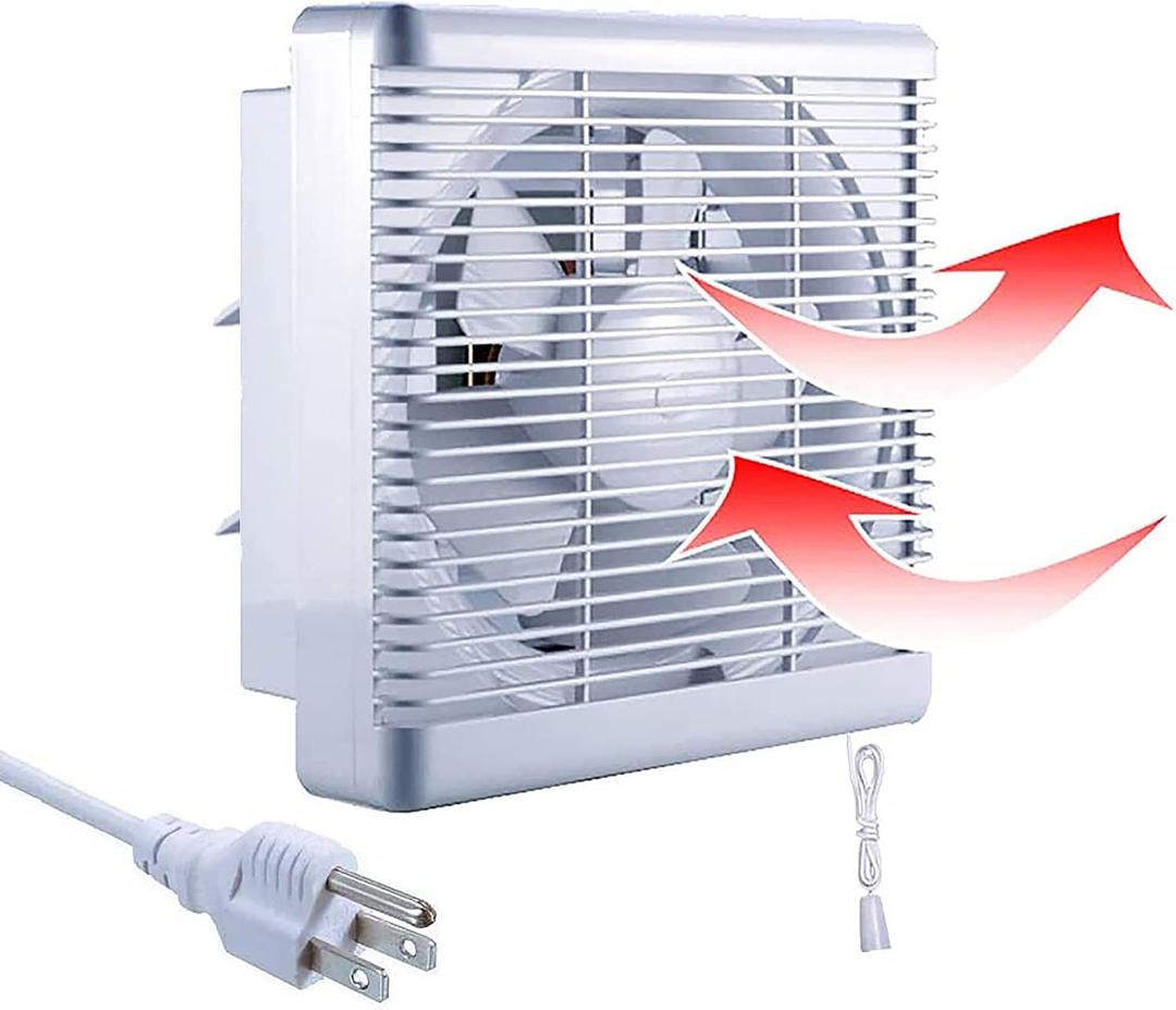 6 Inch Small Window Shutter Exhaust Fan, 7.7 x 7.7 Inch Cutout, 145CFM 25W Wall-Mounted Ventilation Fan Air Extractor for Bathroom Home Bedroom Attic, 6 Inch Impeller