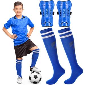 Syhood Soccer Shin Guards and Socks for Toddler Kids Youth, Lightweight Soccer Shin Pads Protective Defender Gear for 3-5, 5-10, 10-15 Years Old Children Teen Boys Girls Sports Game (Blue)