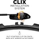 Clix Wipers 24"+18" Silicone Plus Rain Repellent Windshield Wiper Blades (Set of 2) – Carbon Fiber Beam Automotive Replacement Windshield Wiper Blades, All-Weather Universal Fit Car Accessories