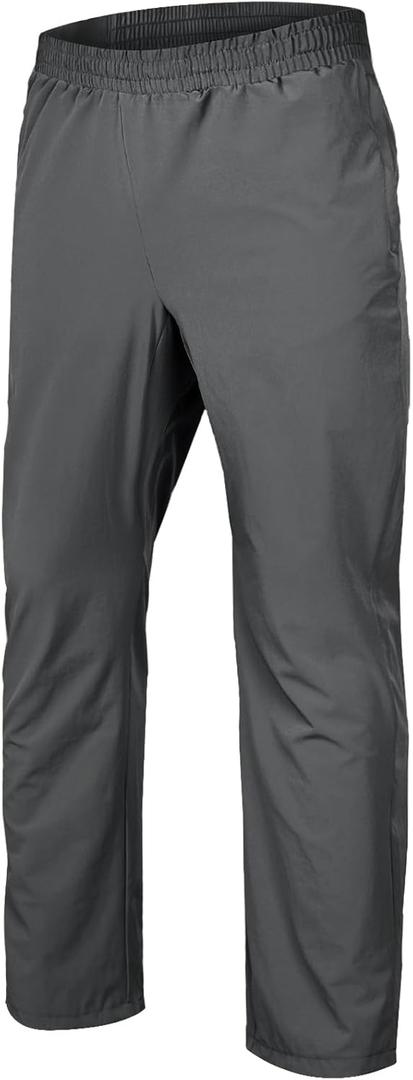 Mens Track Pants Quick Dry Lightweight Joggers Athletic Running Pants Zipper Pockets (Gray, S)