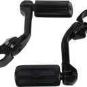 XFMT 1.25" 32 mm Long Angled Adjustable Highway Foot Pegs Peg Mount For Harley Davidson (Black Style 1)