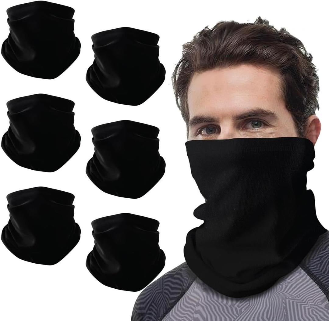 6 PCS Unisex Neck Warmer, Seamless Tube Balaclava, Face Cover, Face Mask, Cycling Mask, Ski Mask, Snoods Headwear (BLACK)