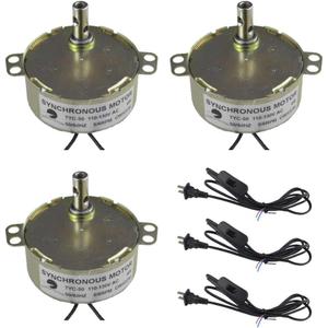 CHANCS 3PCS Synchronous Turntable Motor Electric Motor TYC50 5-6RPM/MIN 50/60Hz 4W CW/CCW AC100~127V Synchron Motor for Cup Turner,Cuptisserie Rotator with Lamp Power Cord Foot Switch 1.8m US Plug