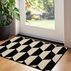 GRANNY SAYS Indoor Doormat, 20" x 32", Non-Slip Front Door Mats, Outdoor Welcome Mat Washable, Low Profile Indoor Door Mats for Entryway, Floor Inside Back Doormats (1'8" x 2'8" (Rectangular), Black/Tan)
