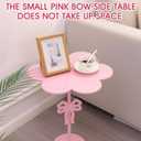 Cinnvoice Pink Bow Side Table Small Wood End Table Coffee Coquettish Room Decor Pink Bedside Cocktail Drink Stand for Small Spaces Nightstand Bedroom Couch Chair