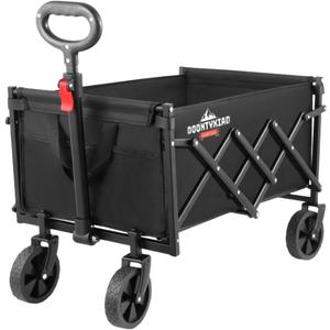 Collapsible Wagon, 360lbs Load Capacity, Small Wagon carts Foldable with Wheels, Heavy-Duty Steel Frame, 600D Oxford Fabric, Ergonomic Handle, Wear-Resistant, Perfect for Outdoor, Garden, Grocery