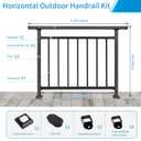 Upgrade Horizontal Deck Railing Kit, 40" H x 48" W Black Heavy Duty Wrought Iron Outdoor Guard Fence Handrail, Flat Hand Rails for Porch, Balcony, Patio, Deck and Other Outdoor/Indoor Spaces