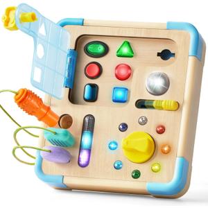 lalalark Electronic Busy Board  Montessori Learning Toddler Toy, 15 Lights & 9 Sounds, 5 Switches & Plugs, Sensory, Fidget, Travel Activities, Early Development, Christmas Baby Gifts Toys Age 18M+