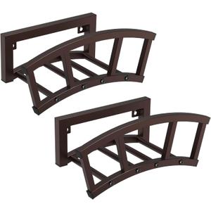 2 Pack Garden Hose Holder Wall Mounted, Outdoor Heavy Duty Metal Water Hose Holder Hanger Holds 125-ft Water Pipe, Sturdy Detachable Hose Storage Organizer Reel Rack for Outside Garden Lawn, Bronze