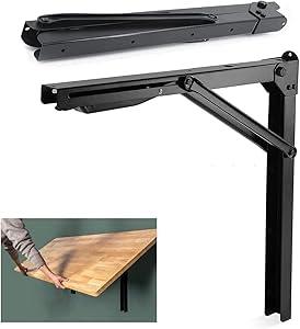 24inch Folding Shelf Brackets Garage Heavy Duty Steel Max Load 500lb Floating Wall Mounted Collapsible Shelf Bracket Space Saving (Pack of 2, No Board)