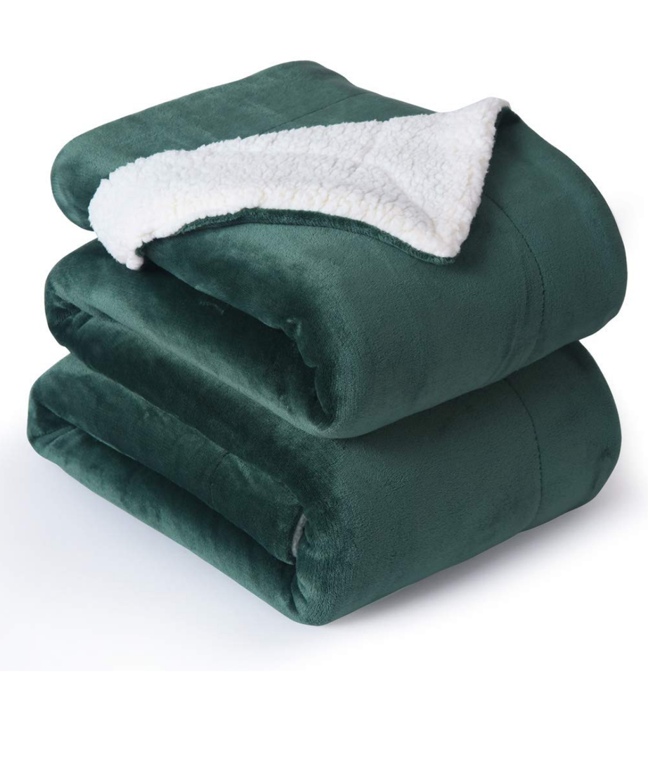 Throw Blanket Reversible Sherpa Flannel Blanket Super Soft Fuzzy Plush Fleece Microfiber for Bed/Couch(60"x80", Olive Green)