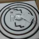 3 Ring LED Chandelier Walnut Wood Black Chandelier Light Fixture 31in Dimmable Modern Entry Chandeliers Wood-Printed Circular Light for Foyer Dining Room Bedroom Office Living Room