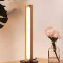 EDISHINE LED Table Lamp, Small Wood Bedside Lamp with Stepless Dimmable & Memory Function, 3 Color Temperature, One-Step Installation, Touch Switch, Modern Nightstand Lamp for Living Room, Bedroom